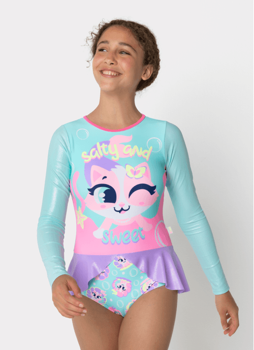 Maio Manga Longa Menina Teen Gata Sereia