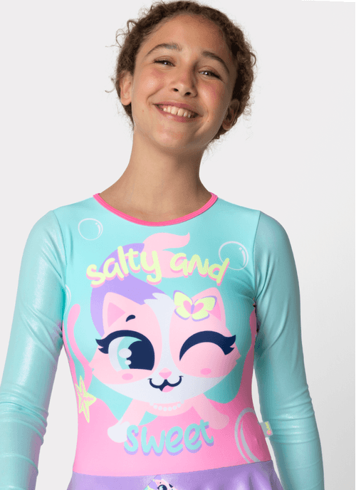 Maio Manga Longa Menina Teen Gata Sereia