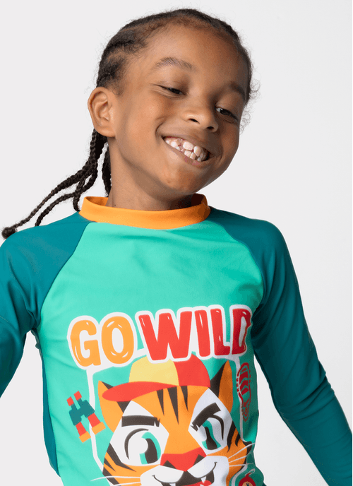 Conjunto Camiseta e Sunga Menino Tigre Camping