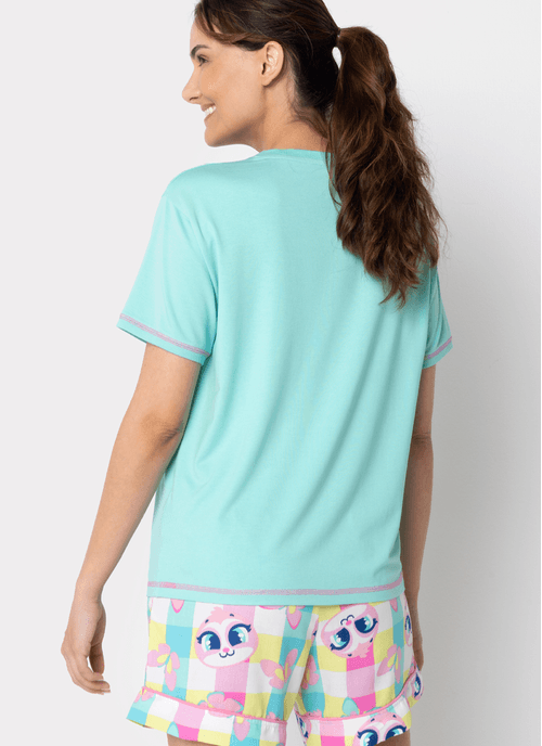 Pijama Manga Curta Viscolycra Feminino Preguiça Picnic