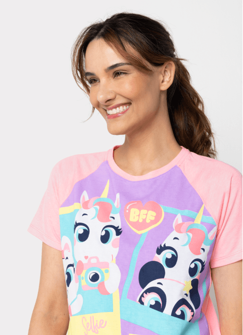 Pijama Manga Curta Viscolycra Feminino Multibichos