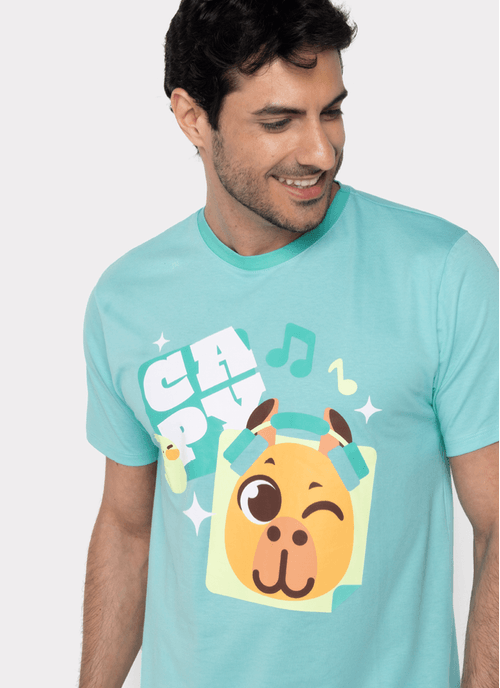 Pijama Manga Curta Algodão Masculino Capy Bora