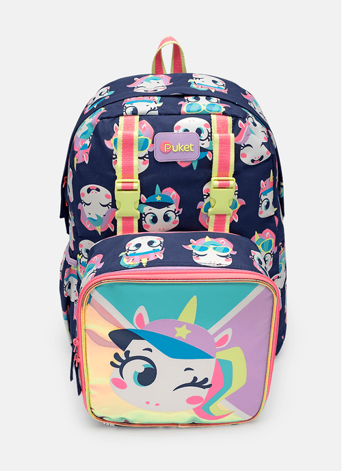 Mochila Costas com Lancheira Unicórnio Tênis