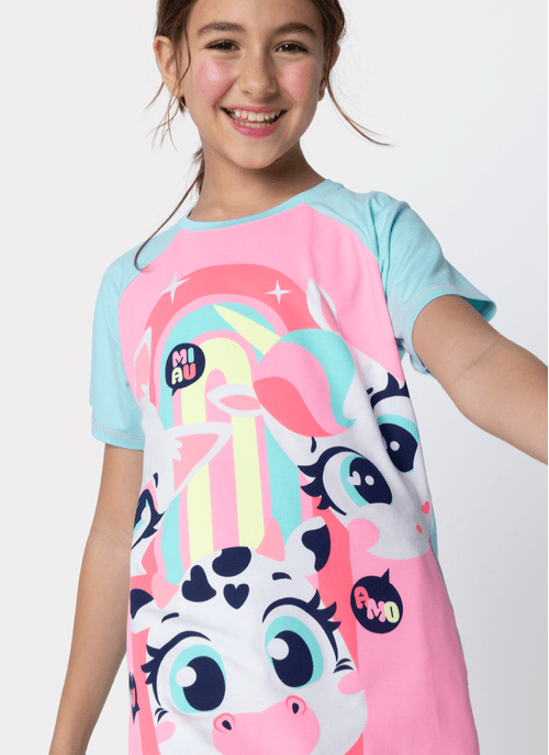 Pijama Manga Curta Viscolycra Menina Teen Multibichos Best Friend