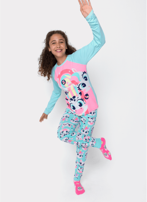 Pijama Manga Longa Viscolycra Menina Teen Multibichos Best Friend