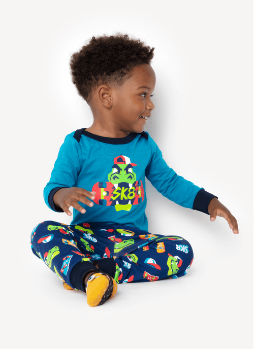 Pijama Manga Longo Viscolycra Bebê Menino Dinossauro Skate
