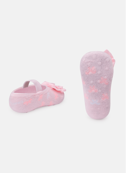 Meia Menina Sapatilha com Antiderrapante e Aplique