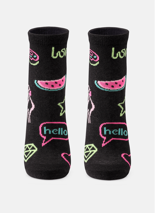 Meia Soquete Menina Flamingo - Brilha no Escuro