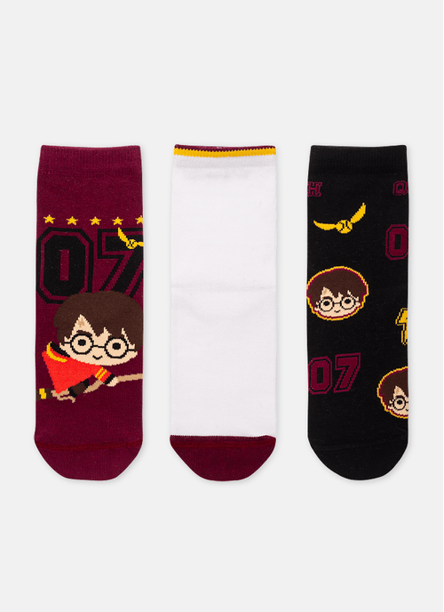 Kit com 3 Meias Soquete Kids Harry Potter