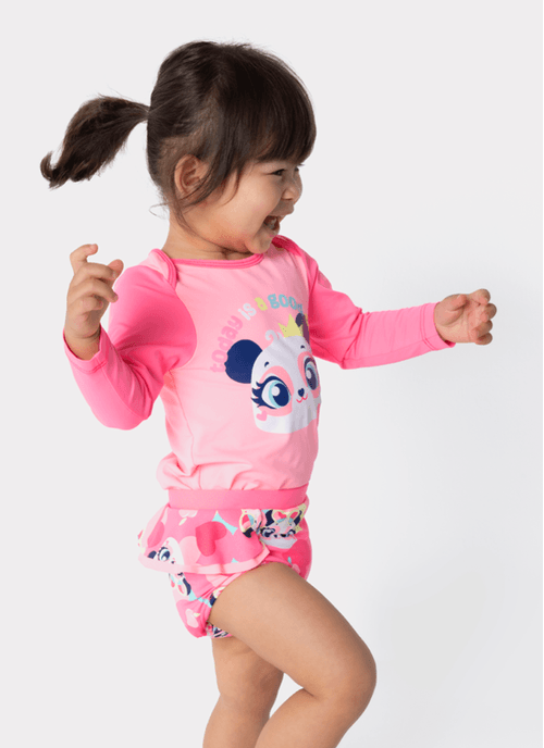 Conjunto Camiseta e Calcinha Bebê Menina Panda Romântico