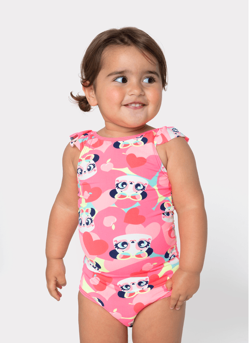 Maio Com Proteção Solar Bebê Menina Panda Romântico