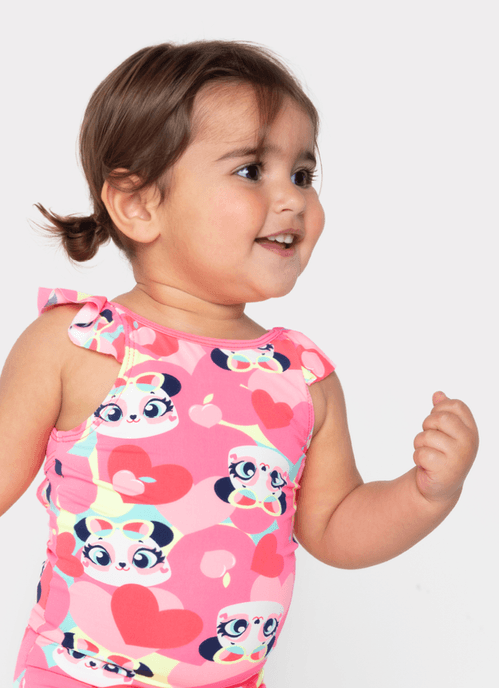 Maio Com Proteção Solar Bebê Menina Panda Romântico