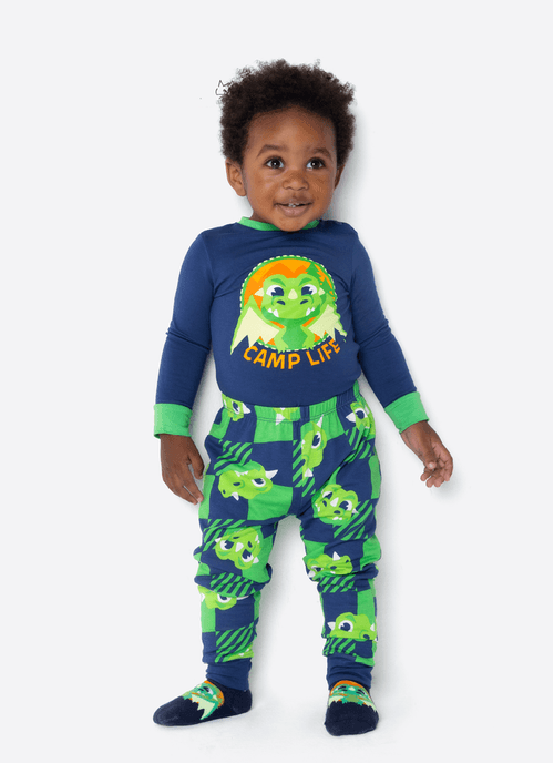 Pijama Manga Longa Viscolycra Bebê Menino Dragão Camping