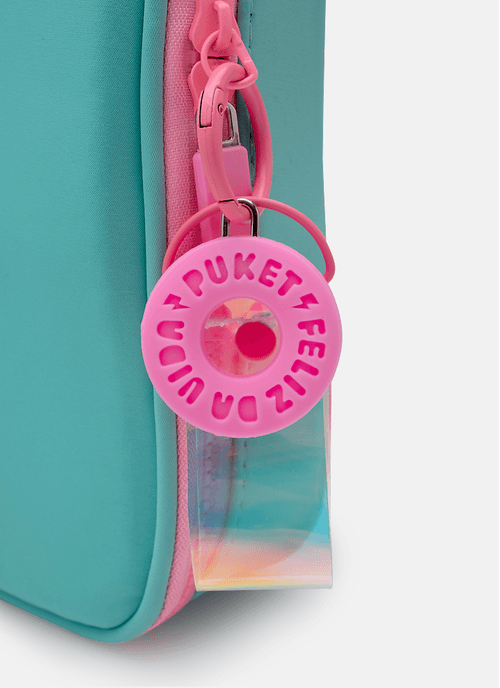 Estojo Grande Verde Água e Rosa