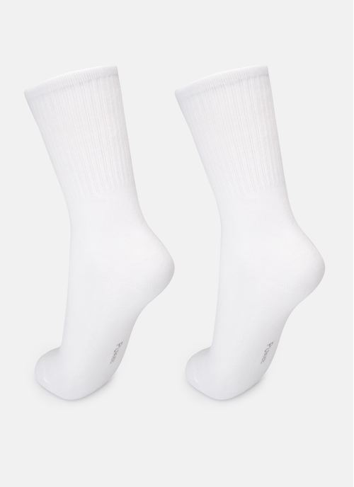 Meia Cano Médio Canelada Unissex Adulto Lisa Esportiva