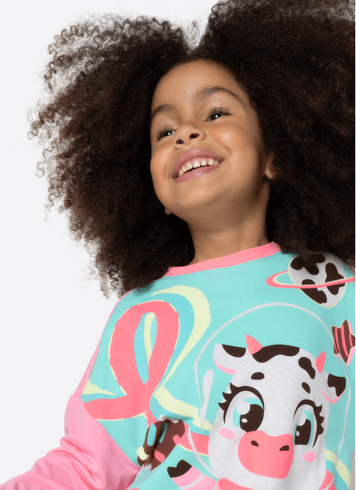 Pijama Manga Longa Viscolycra Menina Vaca Chocolate