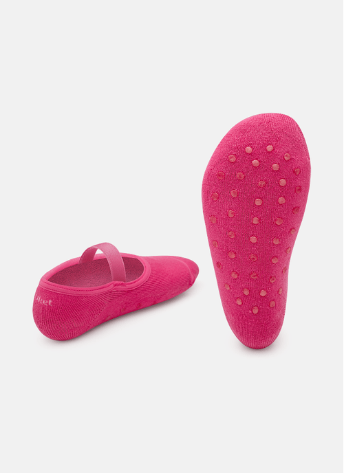 Meia Sapatilha Antiderrapante Menina Laço Rosa
