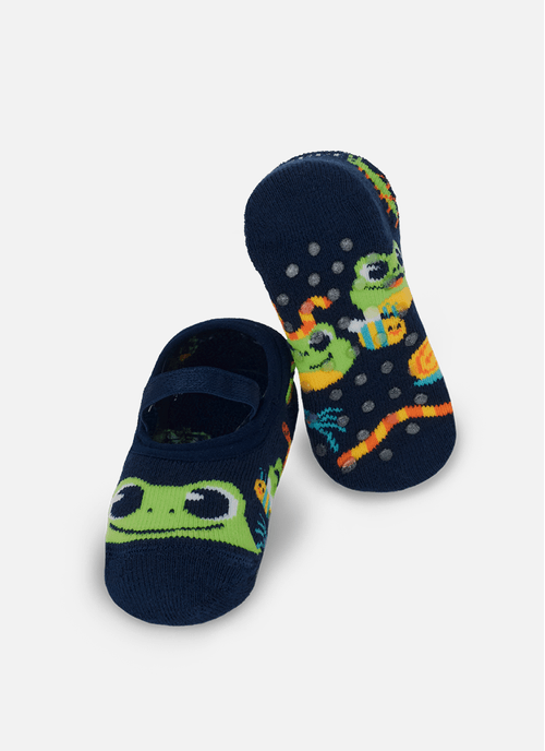 Meia Sapatilha Antiderrapante Bebê Menino Sapo