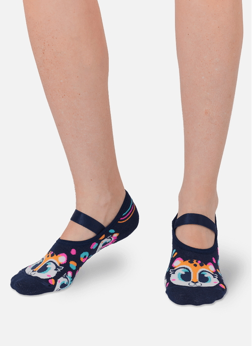 Meia Sapatilha Antiderrapante Feminina Onça