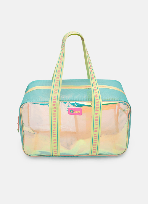 Bolsa Tela Color Block Verde Água