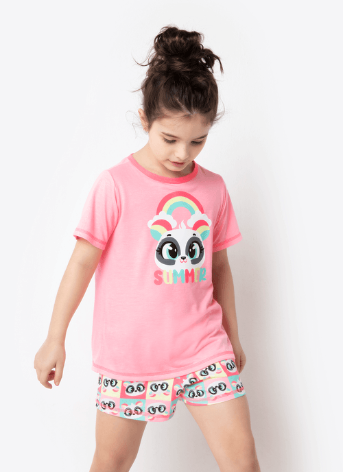 Pijama Manga Curta Menina Panda Summer