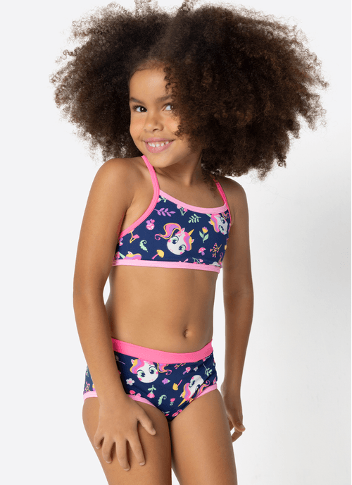 Biquíni Menina Com protetor Solar Unicórnio