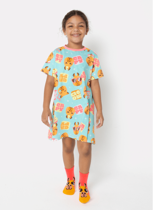 Camisola Manga Curta Algodão Menina Capy Bora