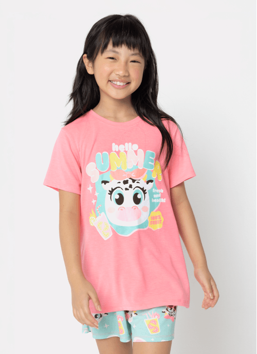 Pijama Manga Curta Viscolycra Menina Teen Vaca Summer