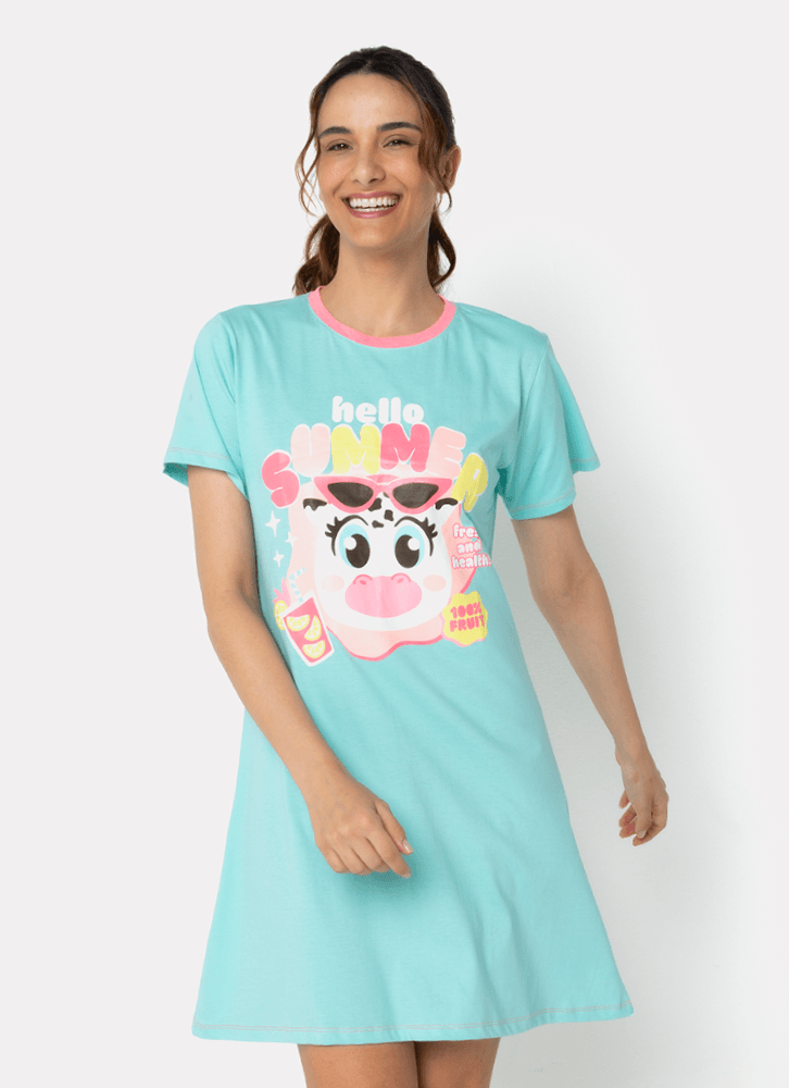 Camisola Manga Curta Viscolycra Menina Vaca Chocolate - Puket