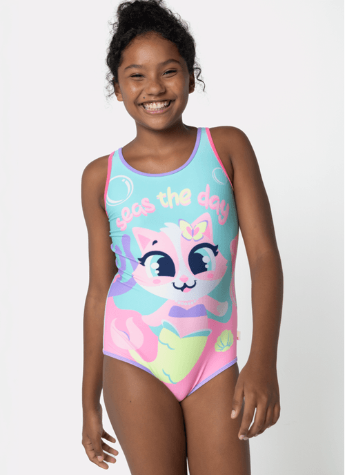 Maio com Proteção Solar Menina Teen Gata Sereia