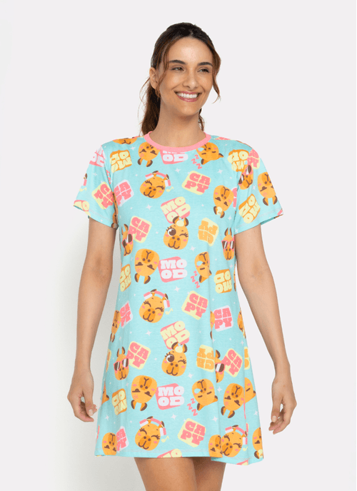 Camisola Manga Curta Algodão Feminina Capy Bora