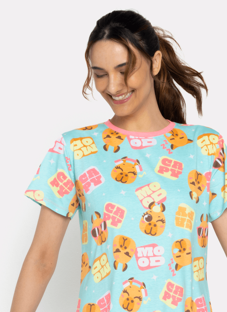 Camisola Manga Curta Algodão Feminina Capy Bora - Puket