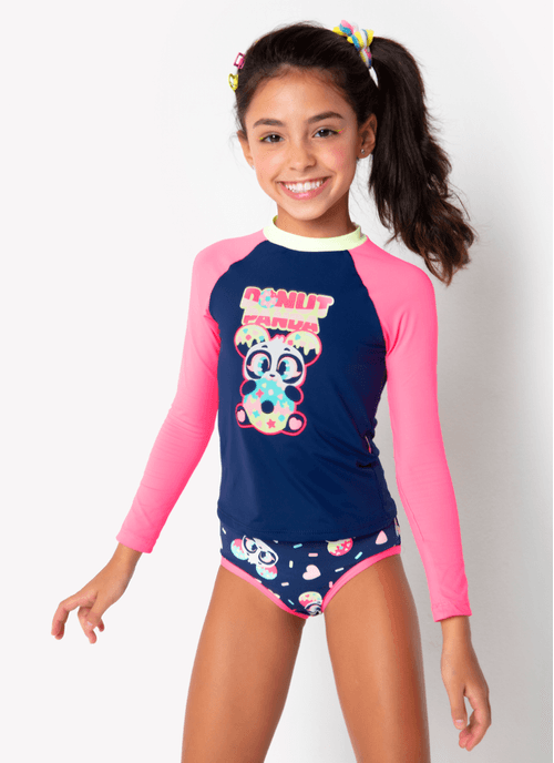 Conjunto Camiseta e Calcinha Menina Panda Donut