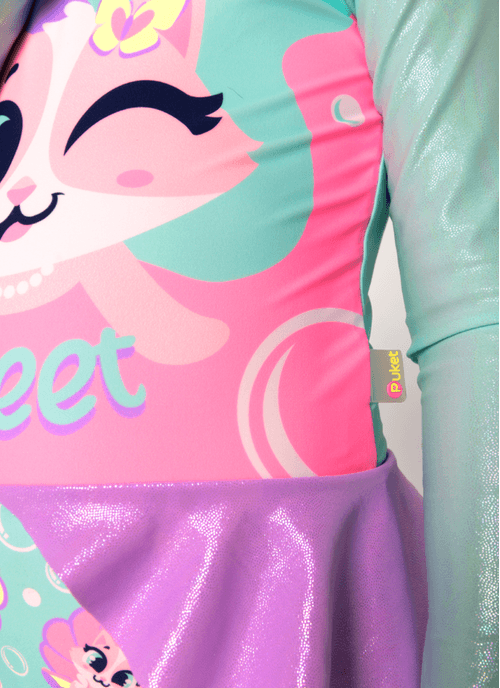 Maio Manga Longa Menina 1/2 Anos Gata Sereia