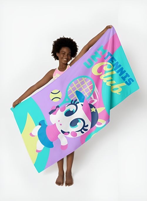 Toalha de Praia Menina Unicórnio Tênis