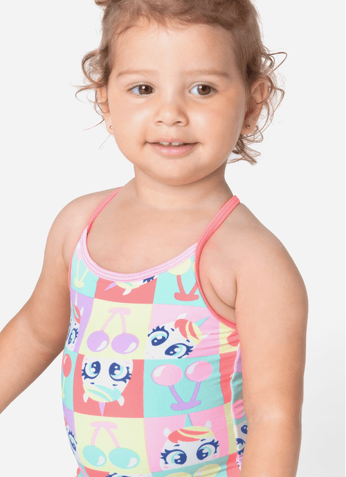 Maio com Proteção Solar Bebê Menina Unicórnio Cherry