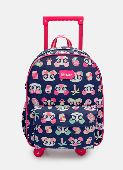 Kit Mochila com Rodinha e Lancheira Panda Miami