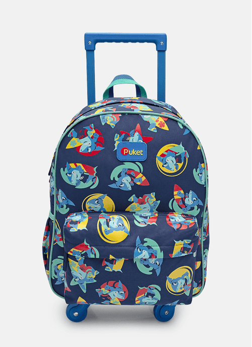 Kit Mochila com Rodinha e Lancheira Tubarão Aloha