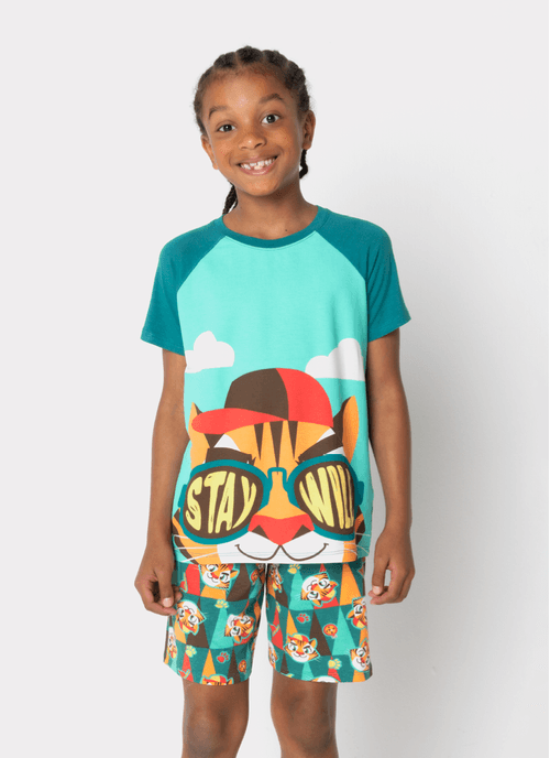 Pijama Manga Curta Viscolycra Menino Tigre Camping