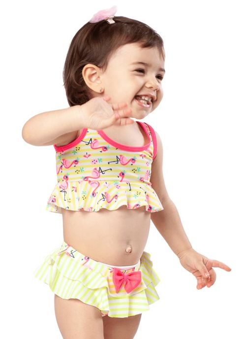 Biquíni Bebê Menina Flamingo