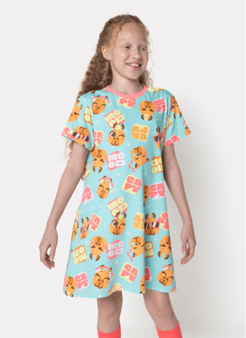 Camisola Manga Curta Algodão Menina Teen Capy Bora