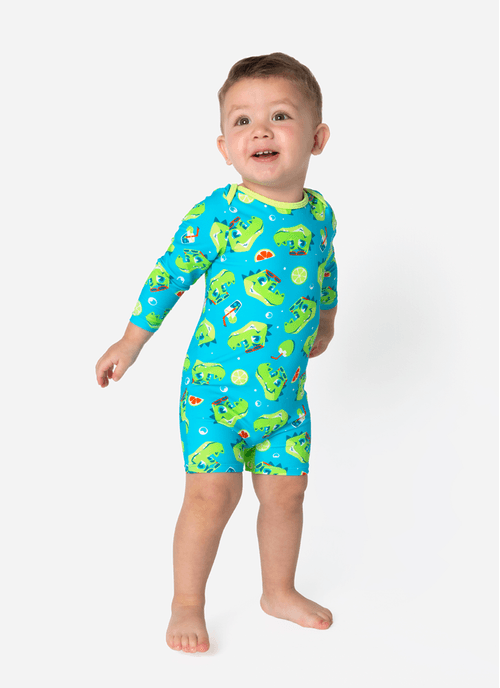 Macacão Manga Longa Bebê Menino Jacaré Relax