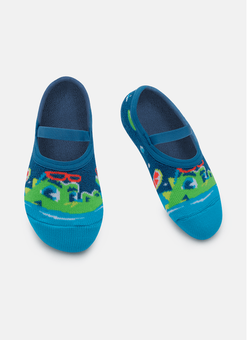 Meia Sapatilha Antiderrapante Bebê Menino Jacaré Relax