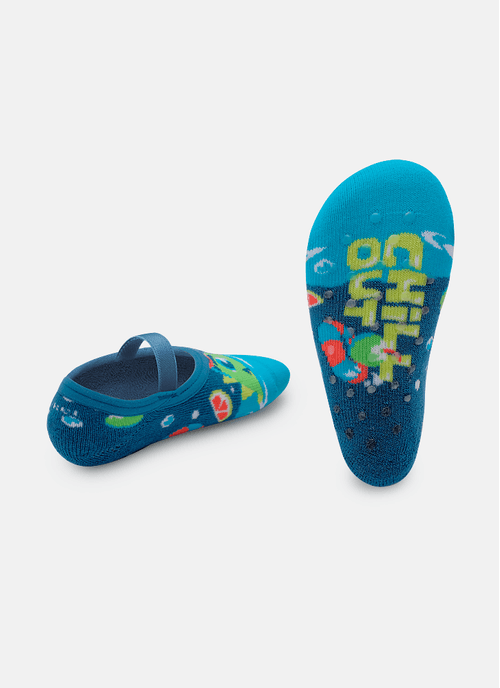 Meia Sapatilha Antiderrapante Bebê Menino Jacaré Relax