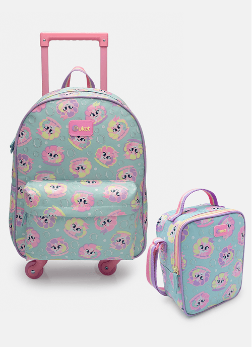 Kit Mochila com Rodinha e Lancheira Gata Sereia