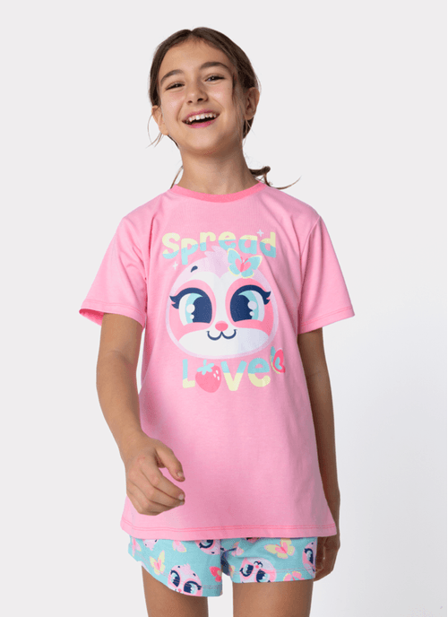 Pijama Manga Curta Menina Teen Preguiça Picnic