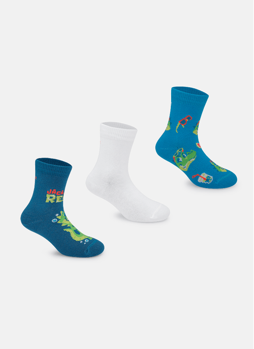 Kit com 3 Meias Soquete Bebê Menino Jacaré Relax