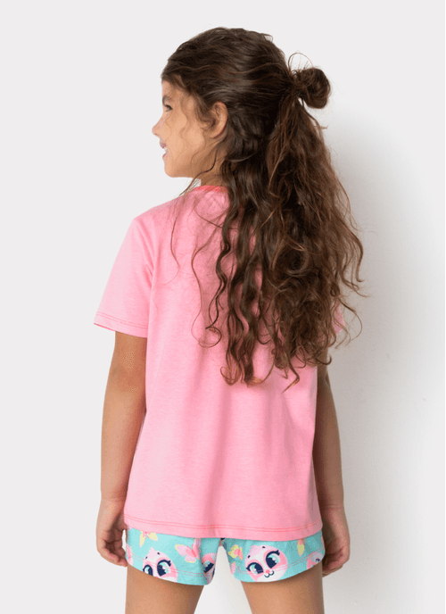 Pijama Manga Curta Menina Preguiça Picnic