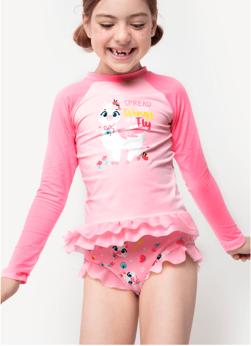 Camiseta Manga Longa Menina Lhama Secrets