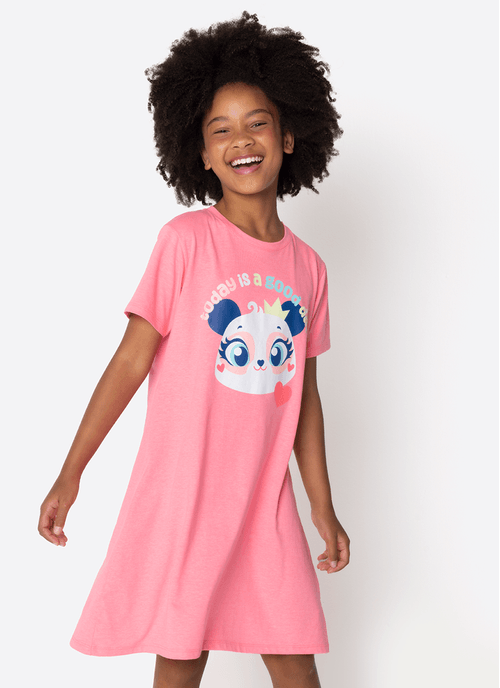 Camisola Manga Curta Menina Teen Panda Romântico